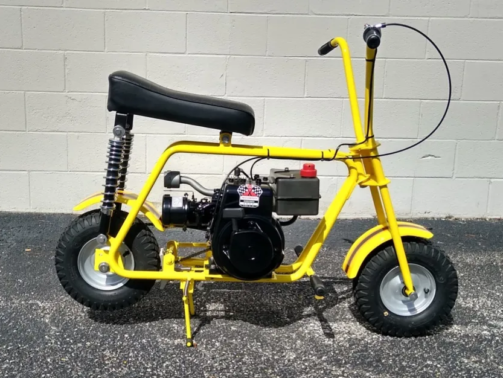 The yellow stock mini bike delivers high-visibility styling with dependable factory performance. Explore engine specs, ride quality, durability.