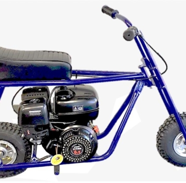 The candy blue stock mini bike combines eye-catching color with reliable factory performance. Learn about engine specs, riding characteristics